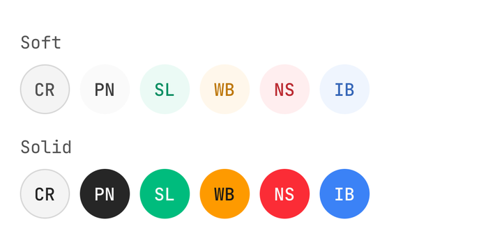 Variants and colours