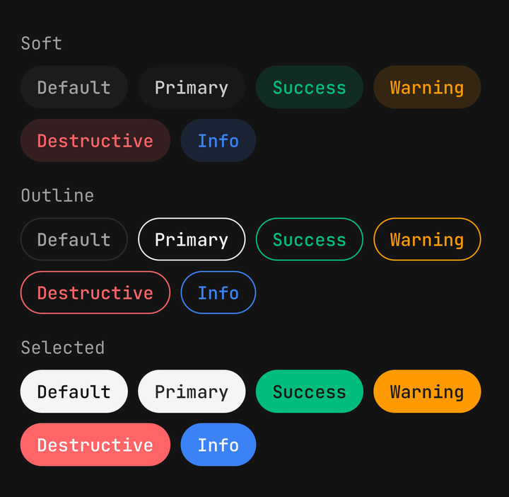 Variants and colours