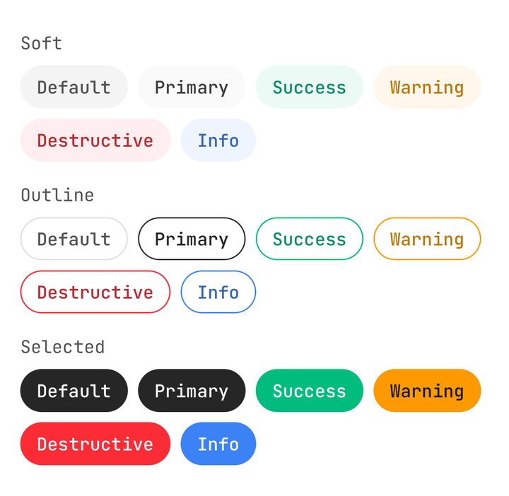 Variants and colours
