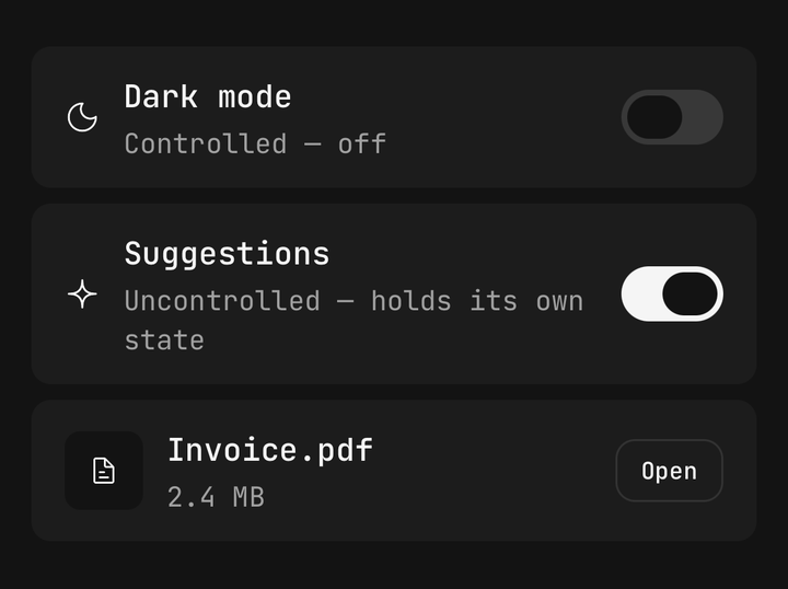 Controls in the actions
