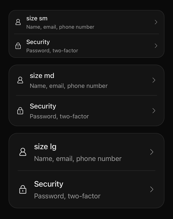 Sizes