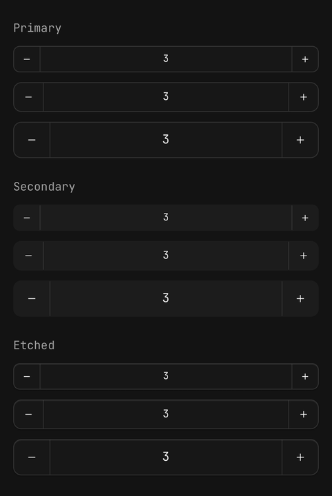 Sizes and variants