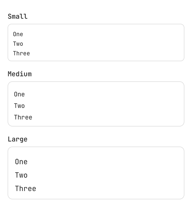 Sizes